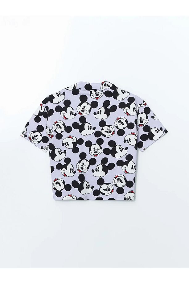 LCW Young Lila Mickey Mouse Baskılı Kadın Şortlu Pijama Takımı - 3