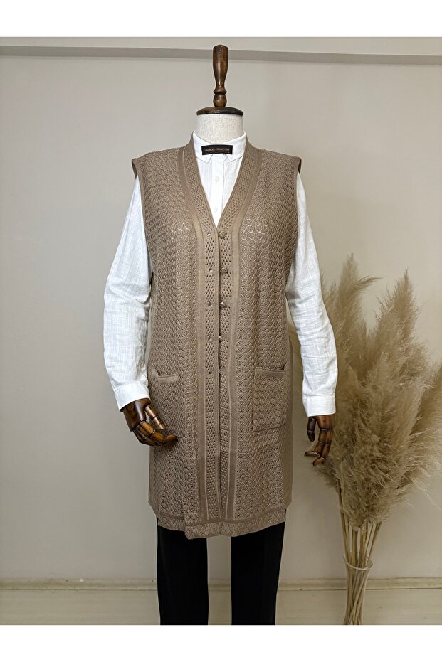 Uzun Merserize Yelek - 1