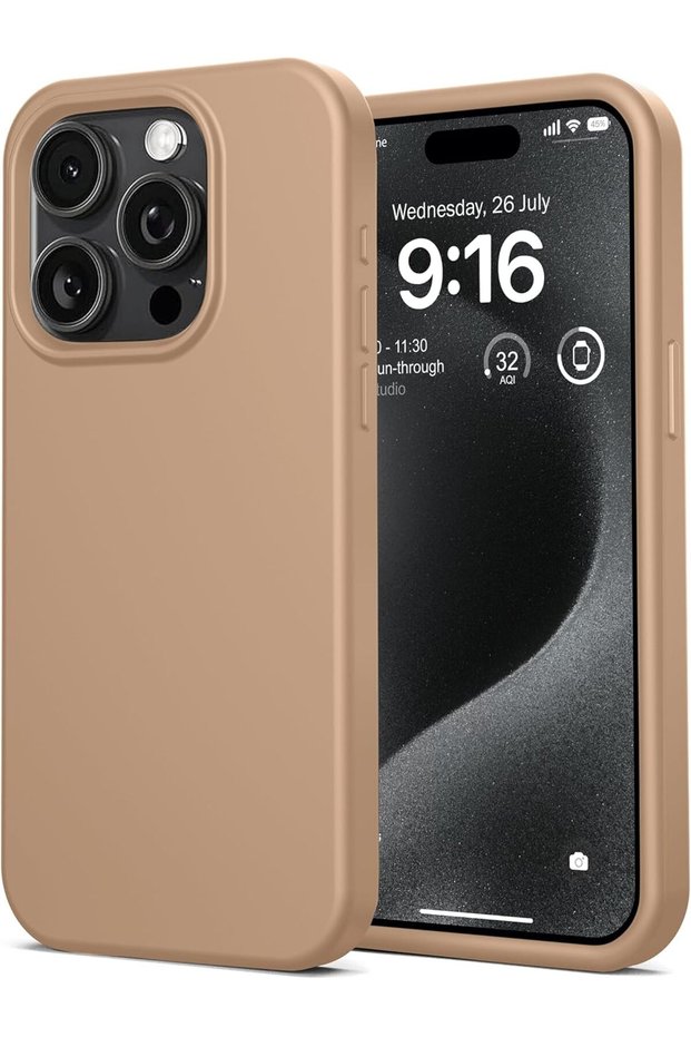 iPhone 16 Pro Max (6.9 Inch) Launch Velvet Silicone Camera and Soft Latte Case with Screen Protrusion