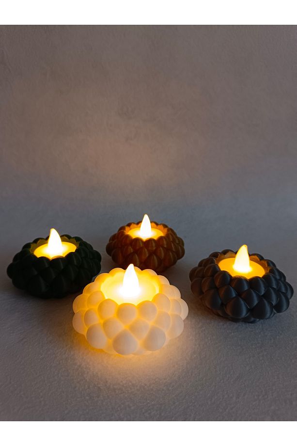 Bubble Led Mumluk - Led Tealight 3'lü Dekoratif Obje, Biblo, Dekor, (3 ADET LED MUMLUK DAHİL) - 2