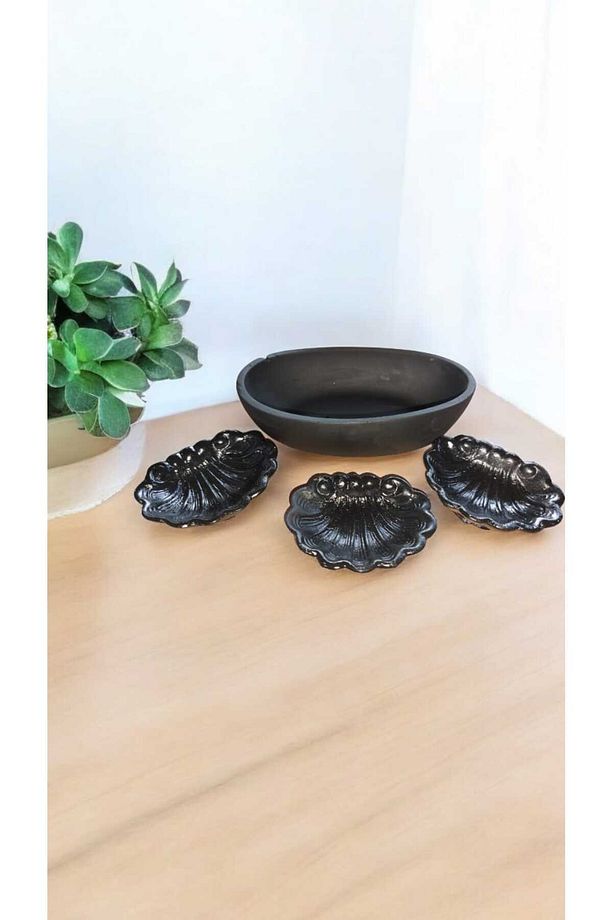 Kahve Yanı Siyah İnci Model Sunumluk Ve Lokumluk Seti (4'lü SET) - 4