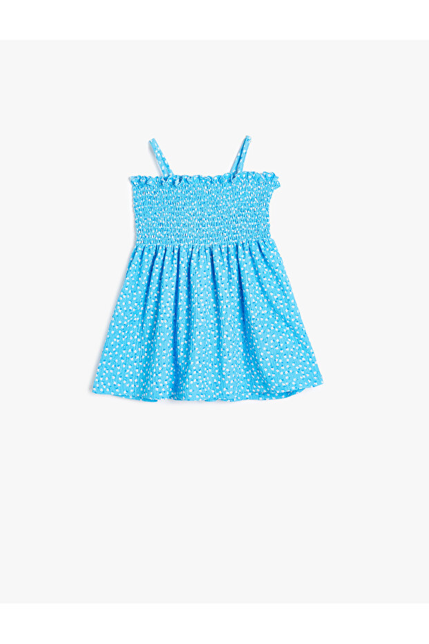 Dress with Floral Straps and Gipe Detail