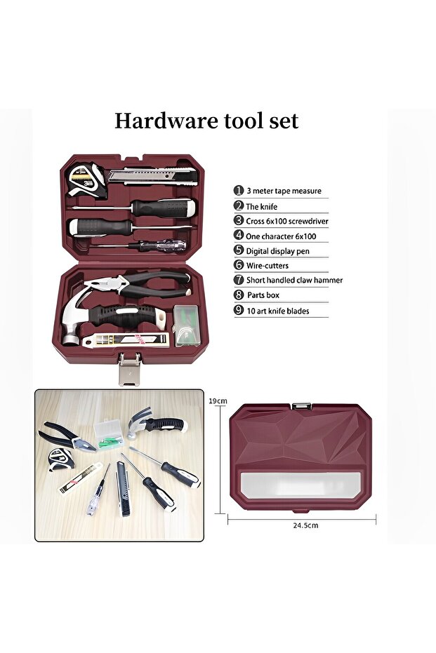 مجموعة أدوات مكونة من 9 قطع، مجموعة مفكات براغي ومطرقة متعددة الأغراض - 4