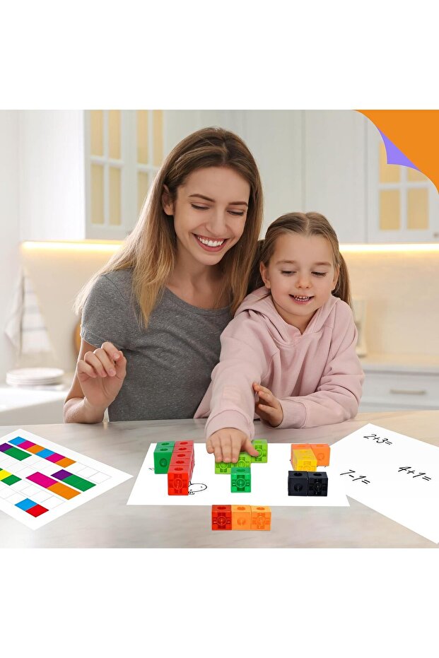 200PCS Math Linking Cubes, Math Cubes Manipulative Connecting and Counting Snap Blocks,for Preschool - 7