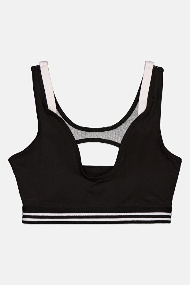 Women Stripe Lightly Padded Bralette, Black