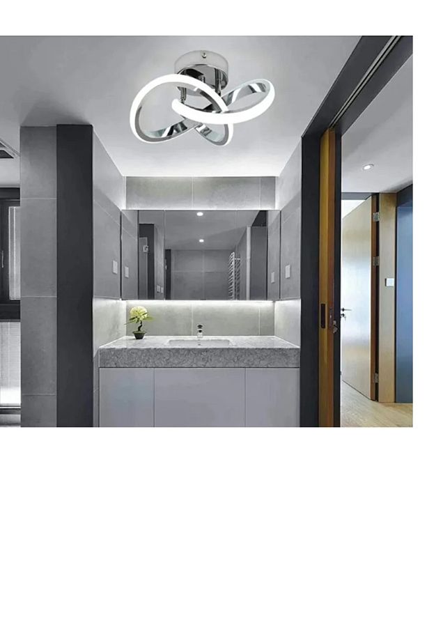 Modern Plafonyer Salon Mutfak Oturma Odası Led Avize Boomerang Led Avize Krom - 1