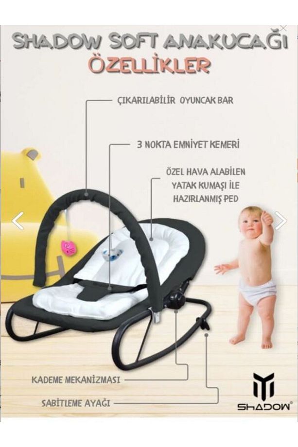 softy anakucağı- ANTRASİT - Sallanır - 4 Kademe - Sabitlenebilir- Hazır Kurulu Gelir - 3