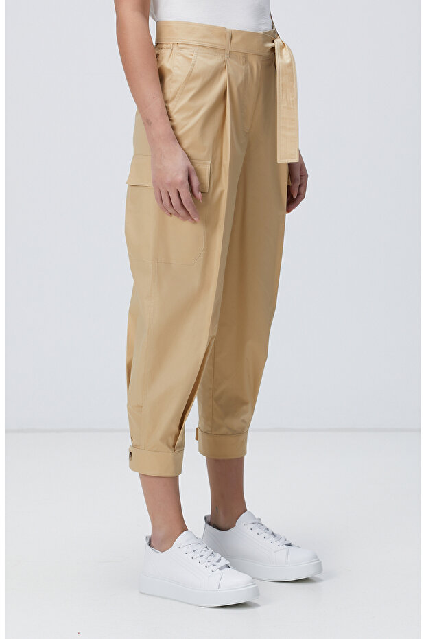 Bej Paçası Çıtçıtlı Pantolon - 4