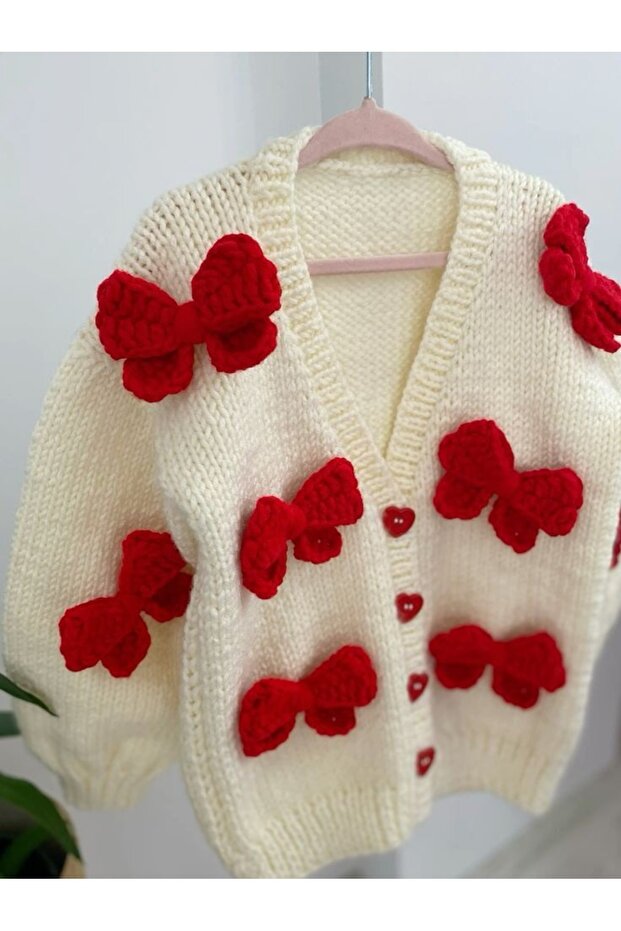 Cream Children's Cardigan with Bow Detail