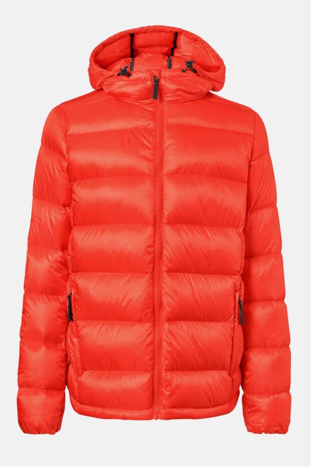 Men Solid Long Sleeve Puffer Jacket, Orange - 2
