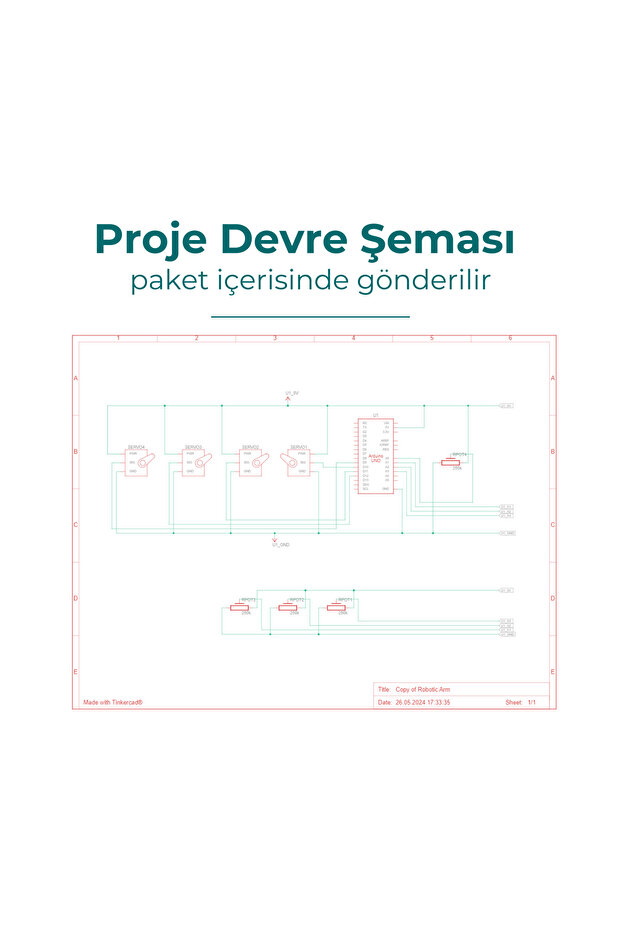 Arduino Robot Kol Projesi - Hazır Kodlanmış Çalışan Proje Seti - 5