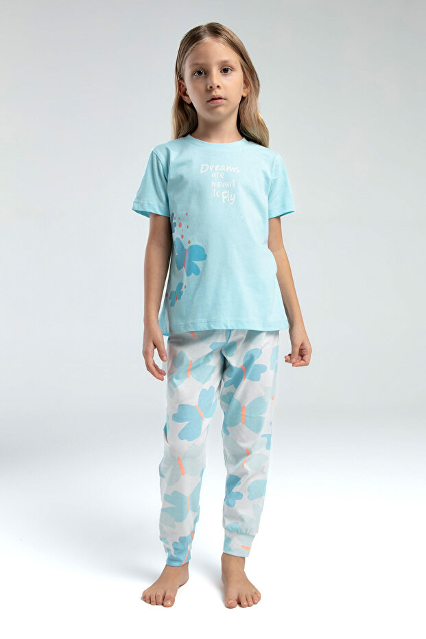 Rolypoly Mädchen-Pyjama-Set in Blau - 1