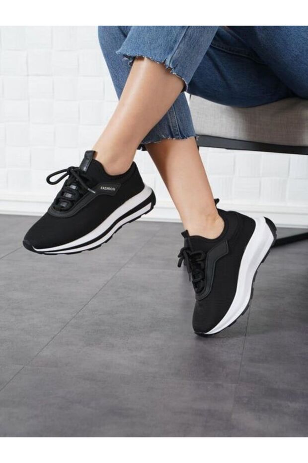 Kadın Yüksek Tabanlı Bağcıklı Slip-on Yürüyüş Ayakkabısı - 1
