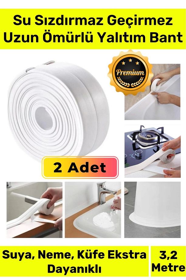 2 Adet Duş Pvc Lavabo Küvet Tezgah Banyo Mutfak Pencere 3,2 Mt Su Geçirmez Sızdırmaz Yalıtım Bant - 1