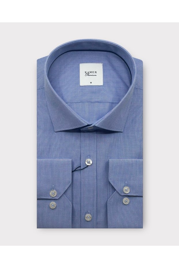 Men Regular Fit Oxford Blue Shirt 3721m