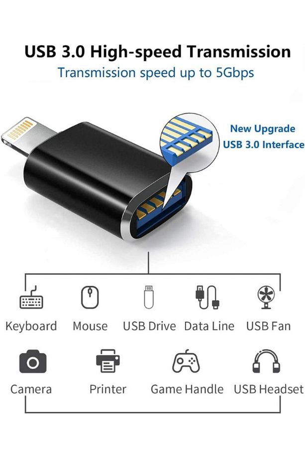 Apple Lightning Uyumlu Usb 3.0 (YÜKSEK HIZLI) Veri Aktarımı Otg Çevirici Dönüştürücü Adaptör - 2