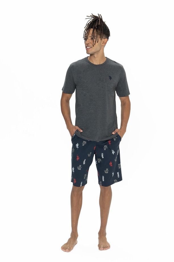 U.S. Polo Bisiklet Yaka T-shirt, Cepli ve Desenli Şort Takım - 4