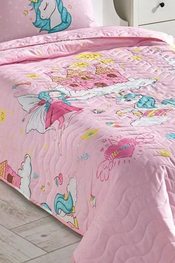 Kapitone Yatak Örtüsü Seti Tek Kişilik Unicorn Dreams Pembe - 5