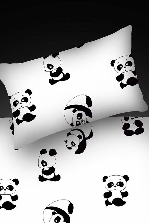 Tek Kişilik B&W Lastikli Çarşaf Seti Panda - 3