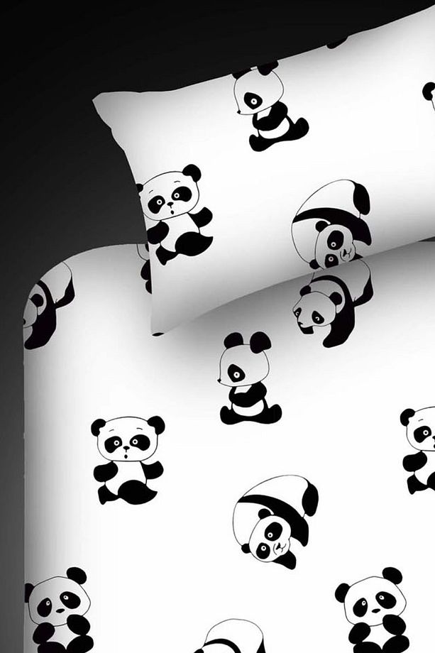 Tek Kişilik B&W Lastikli Çarşaf Seti Panda - 4