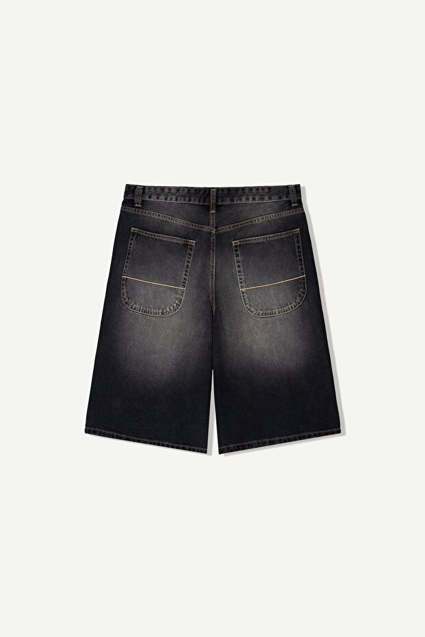 Denim skater bermuda şort - 5