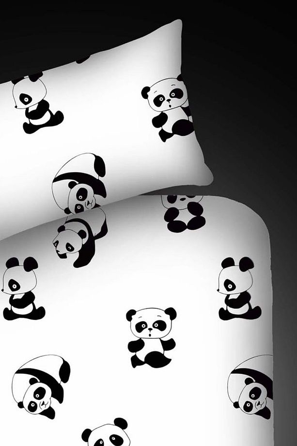 Tek Kişilik B&W Lastikli Çarşaf Seti Panda - 5