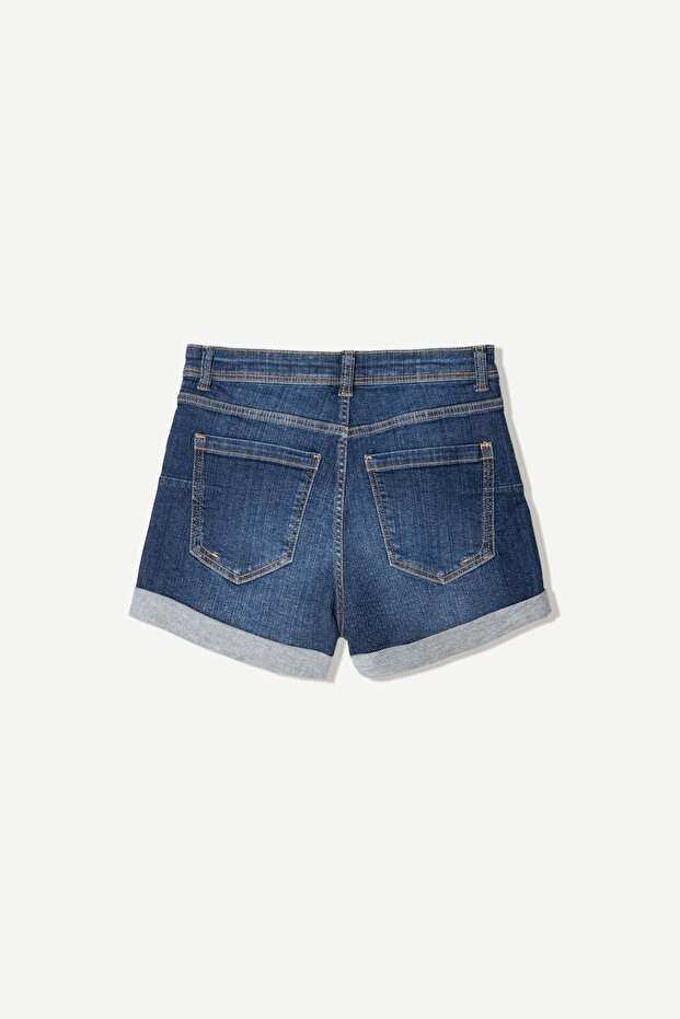 Kıvrık denim şort - 2