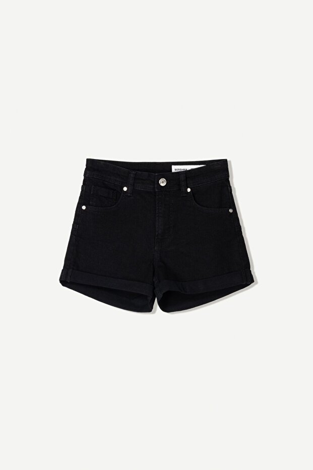 Kıvrık denim şort - 1