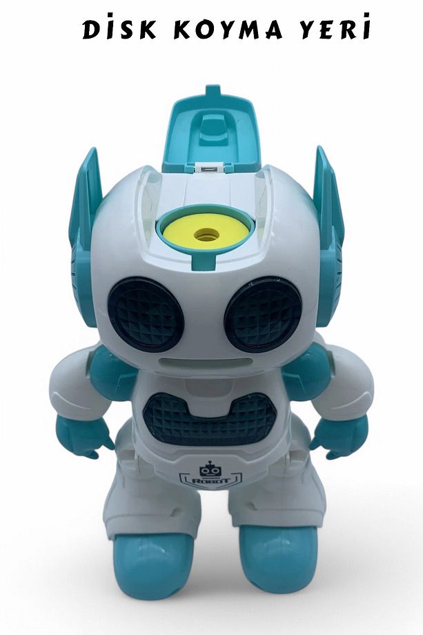 Uzaktan Kumandalı Disk Atan Sesli Işıklı Renkli Sevimli Robot Disk Fırlatan 22 cm Robot - 5