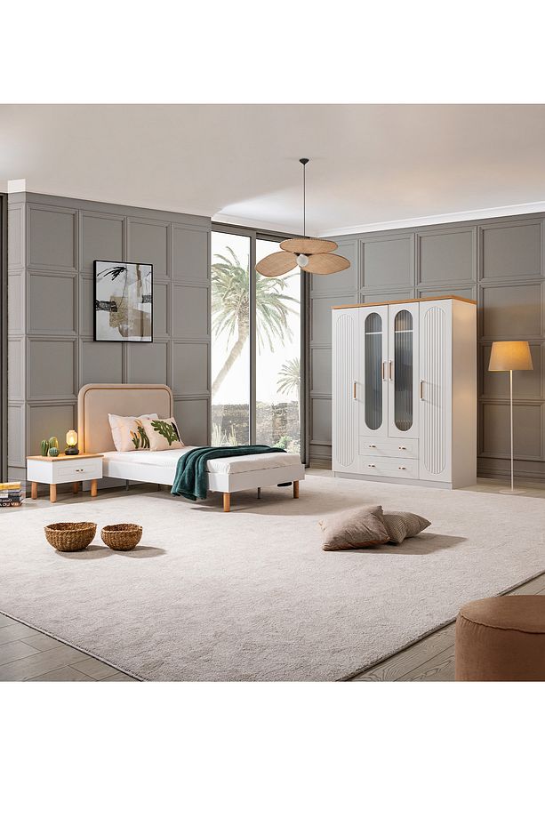 Vita Bohem Genç Odası - 4 Kapaklı Dolap, Karyola, Komodin - 2