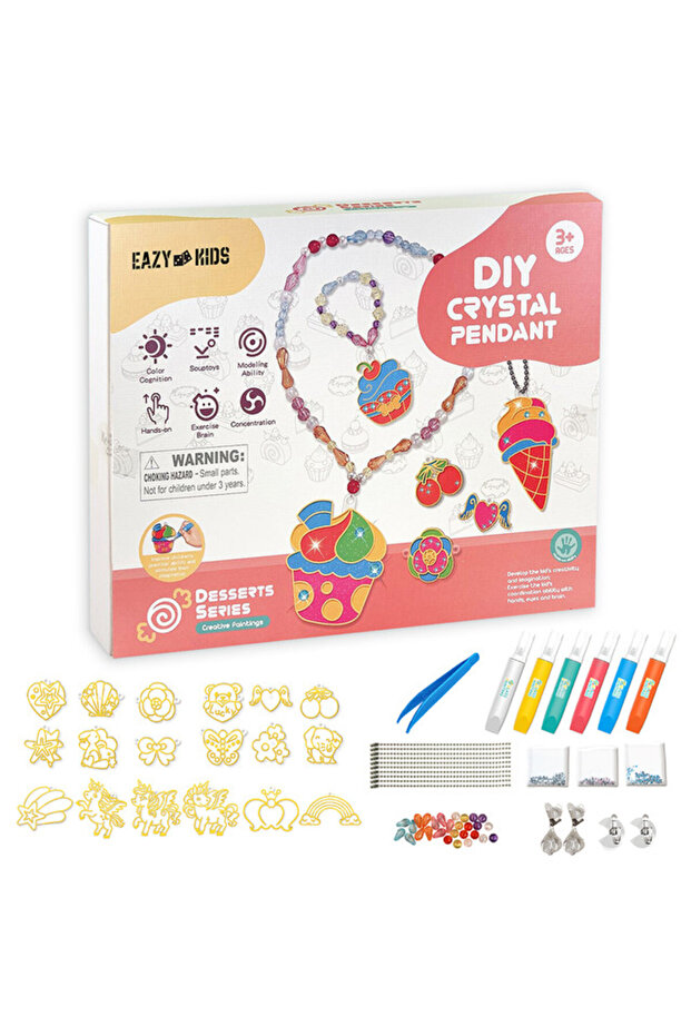 DIY Kids Art & Craft Crystal Pendant Making & Coloring Set XL - Dessert