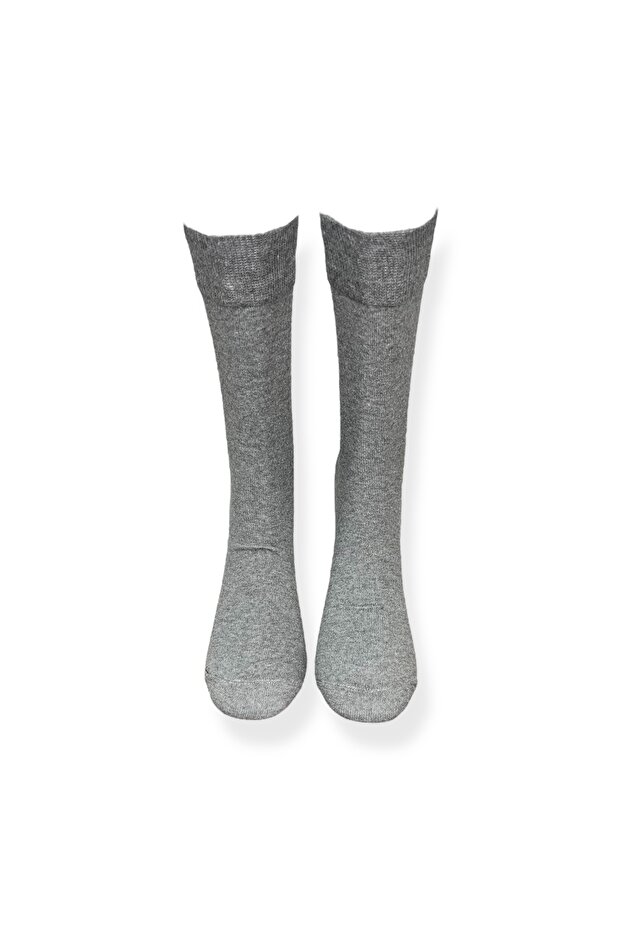 Tekli Unisex Düz Gri Renkli Esnek Nem Alabilen Pamuklu Çorap - 4