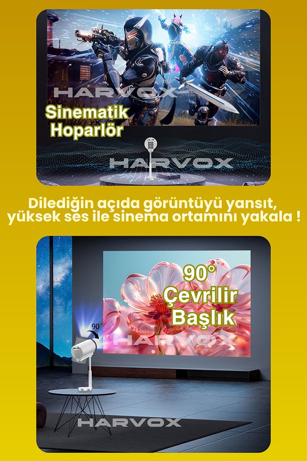 Apollon T1 Projeksiyon Cihazı Taşınabilir Android Sistemli Wifi HDMI USB Destekli  Projektör - 6