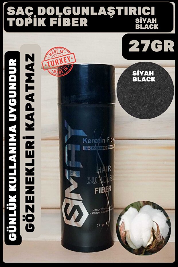 SMAY Saç Dolgunlaştırıcı Keratin Fibers 27GR SİYAH,Topik Saç Tozu, Saç Kapatıcı, Saç Fiber, Berber