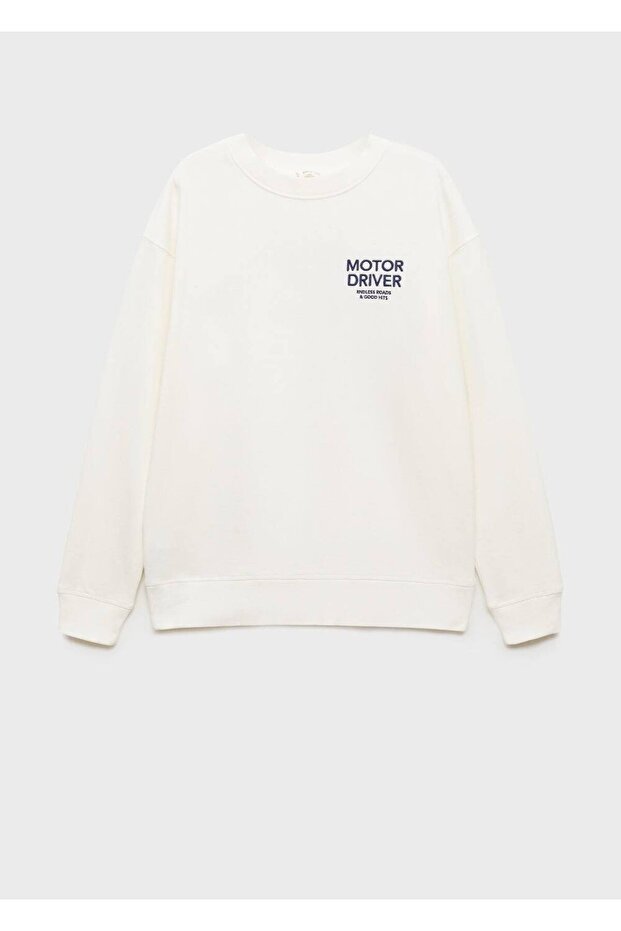 Desenli pamuklu mesajlı sweatshirt - 3