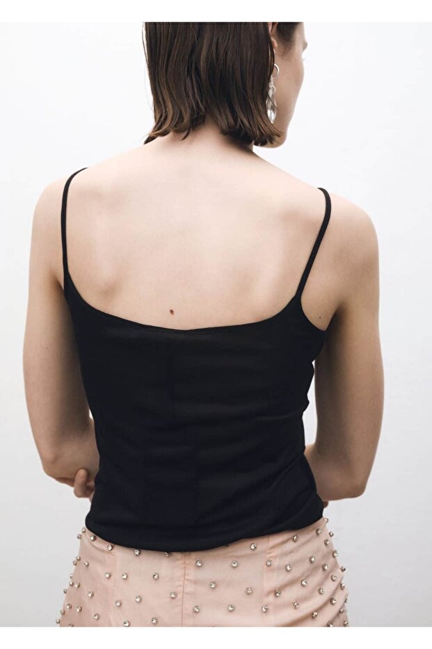 İnce askılı ipek bluz - 5