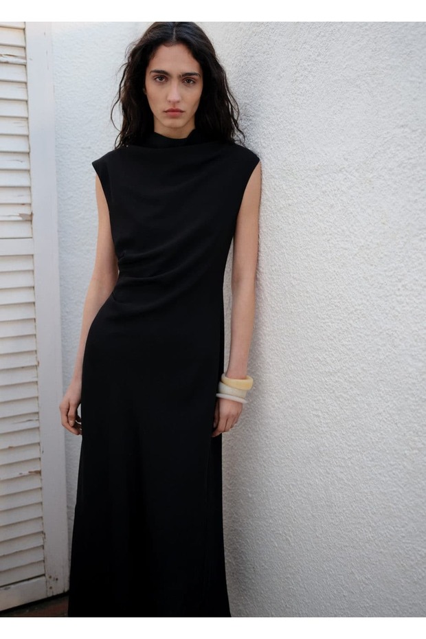 Beli drape evaze elbise - 5