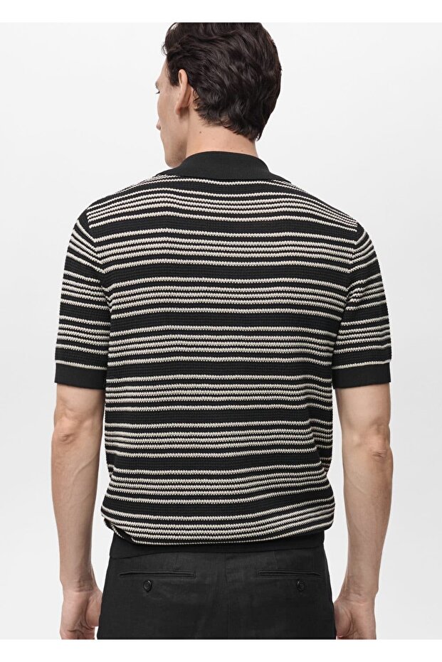 Triko çizgili polo gömlek - 4