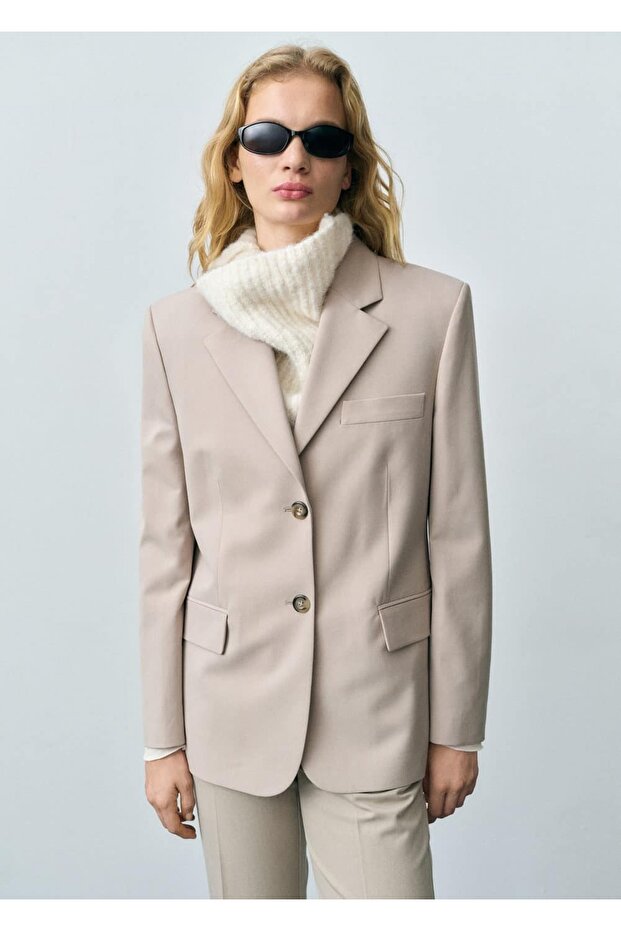 Straight-Cut Tailored Blazer Jacket - 1