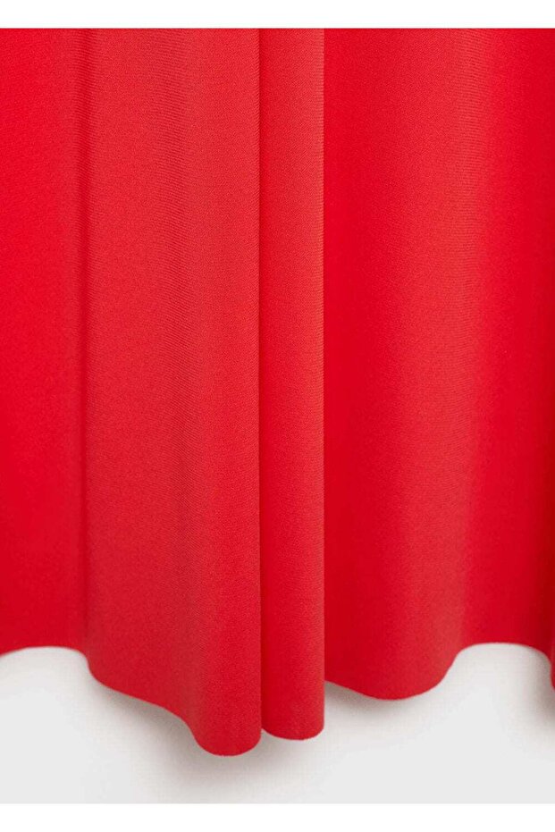 V yakalı triko elbise - 7