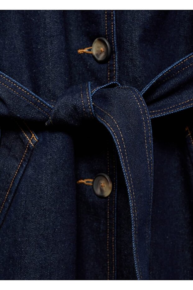 Uzun rinse wash denim trençkot - 5