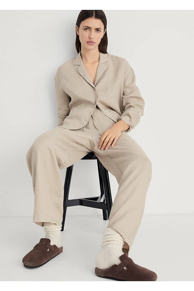 Keten karışımlı gömlek - 5