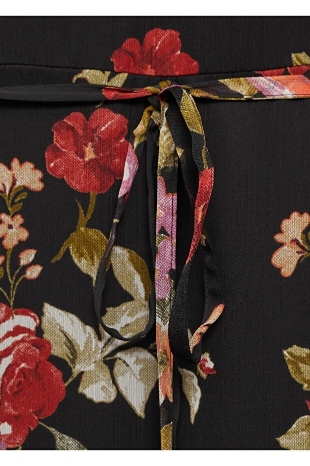 Çiçekli balon kollu elbise - 6