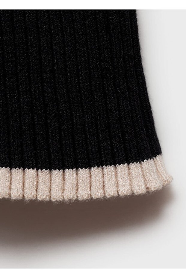 Kontrast şeritli triko elbise - 7