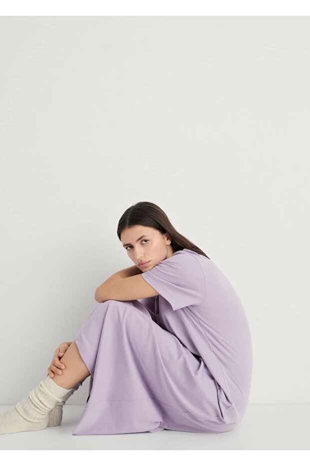 Pamuklu düz tasarım gecelik - 5