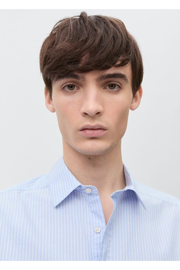 Pamuklu çizgili gömlek - 7