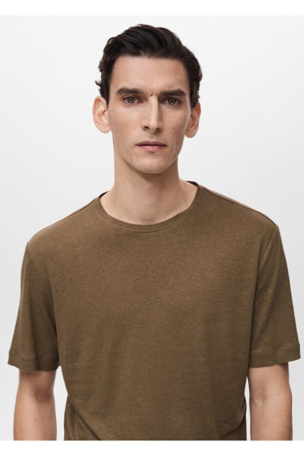 Slim Fit Keten Tişört - 8