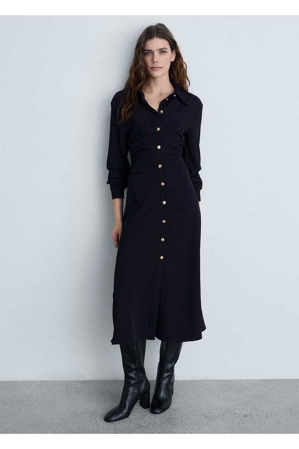 Beli drape midi elbise - 2
