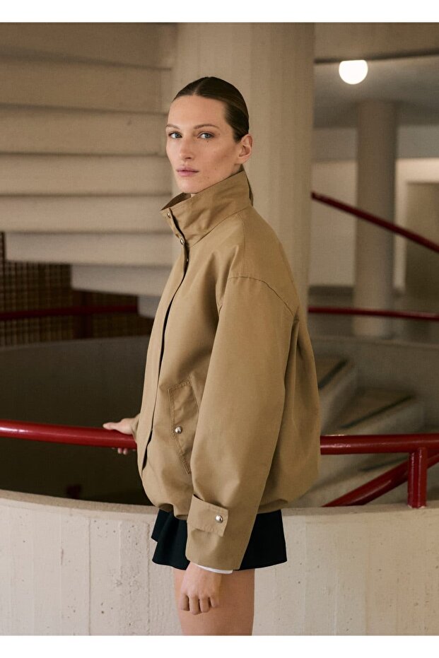 Cotton Parka with Drawstring Ends - 1