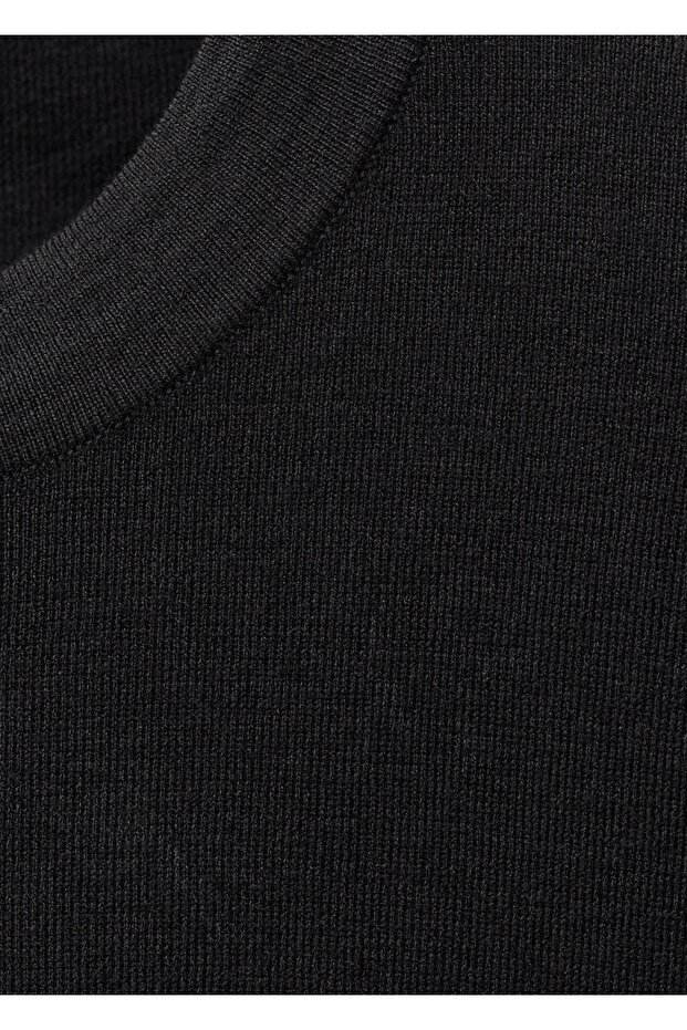 Kısa kollu yün karışımlı kazak - 5